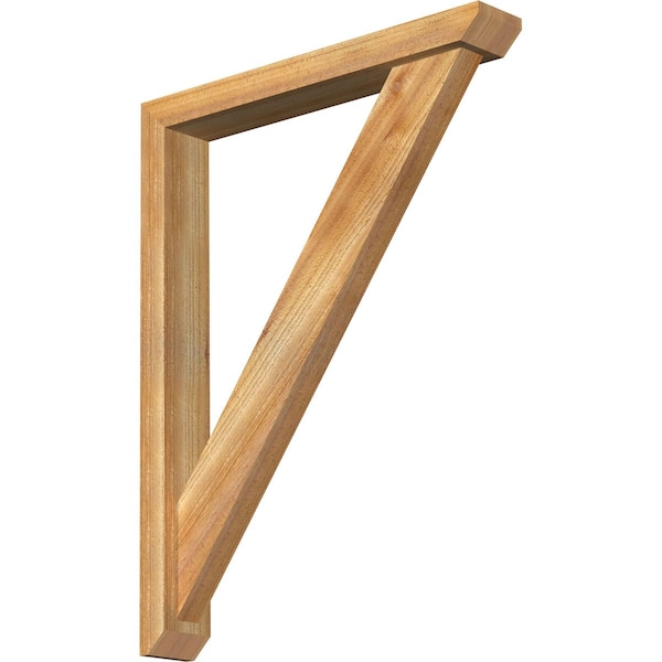 Ekena Millwork Traditional Slat Rough Sawn Bracket w/ Offset Brace, Western Red Cedar, 4"W x 26"D x 34"H BKT0402X26X34TRA06RWR - main